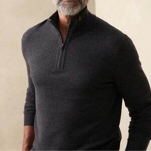 Banana Republic 100% MERINO Wool QUARTER-ZIP SWEATER size medium